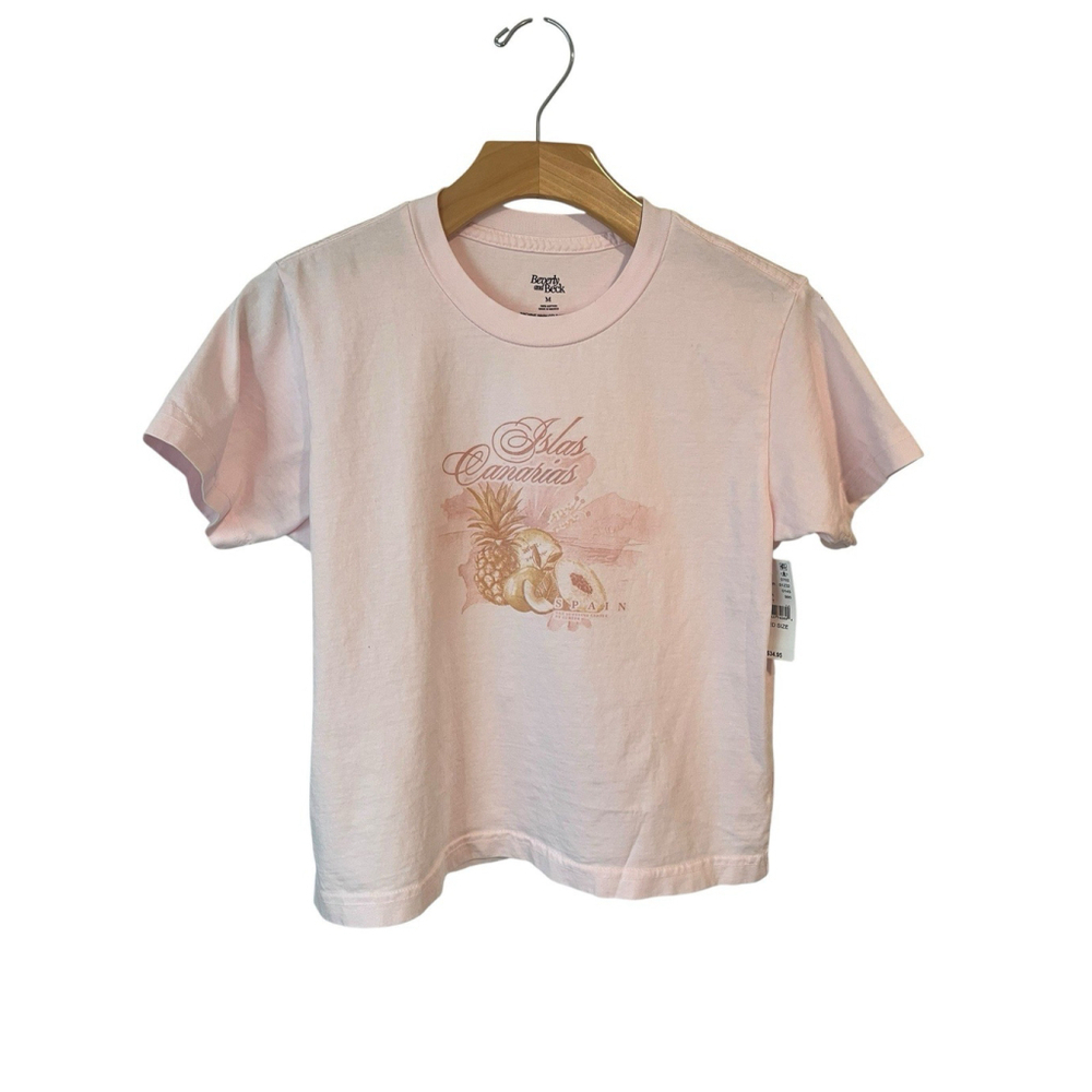 PacSun Beverly and Beck T-Shirt Womens Medium Pink Crop Top